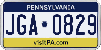 PA license plate JGA0829