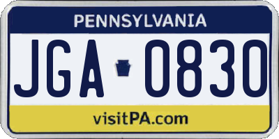 PA license plate JGA0830