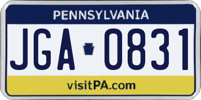 PA license plate JGA0831