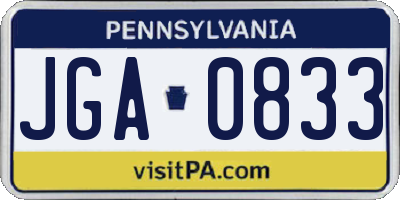 PA license plate JGA0833