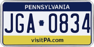 PA license plate JGA0834
