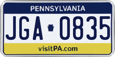 PA license plate JGA0835