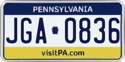 PA license plate JGA0836