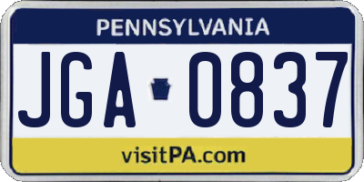 PA license plate JGA0837