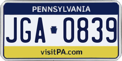 PA license plate JGA0839