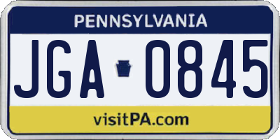 PA license plate JGA0845