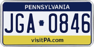 PA license plate JGA0846