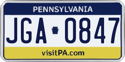 PA license plate JGA0847