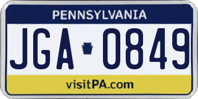 PA license plate JGA0849
