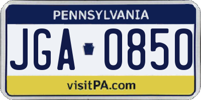 PA license plate JGA0850