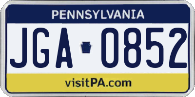 PA license plate JGA0852
