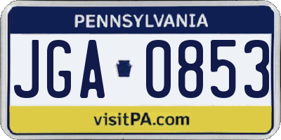 PA license plate JGA0853