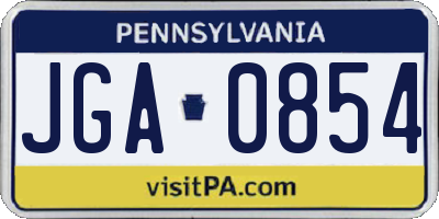 PA license plate JGA0854