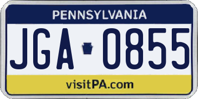 PA license plate JGA0855