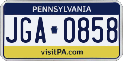 PA license plate JGA0858