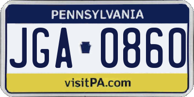PA license plate JGA0860