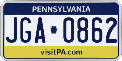 PA license plate JGA0862