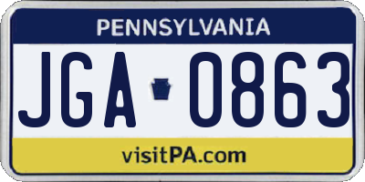 PA license plate JGA0863