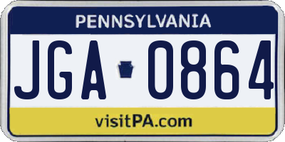 PA license plate JGA0864