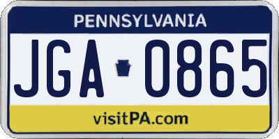 PA license plate JGA0865