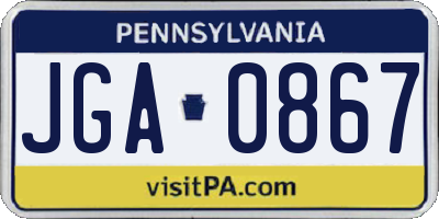 PA license plate JGA0867
