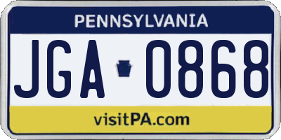 PA license plate JGA0868