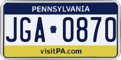 PA license plate JGA0870