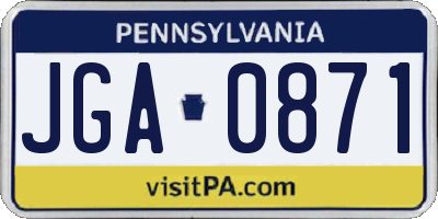 PA license plate JGA0871