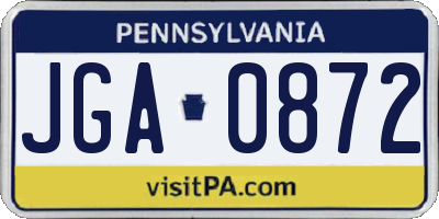 PA license plate JGA0872