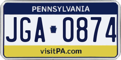 PA license plate JGA0874