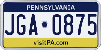PA license plate JGA0875