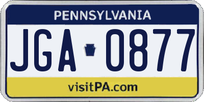 PA license plate JGA0877