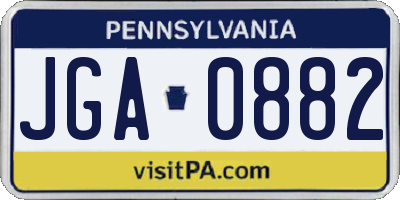 PA license plate JGA0882