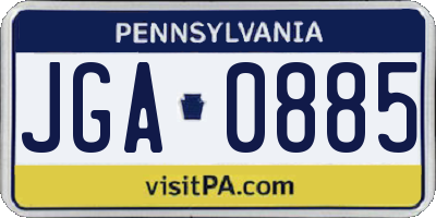 PA license plate JGA0885