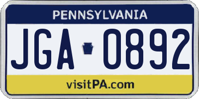 PA license plate JGA0892