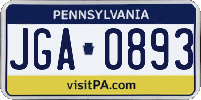 PA license plate JGA0893