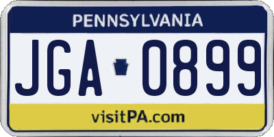 PA license plate JGA0899