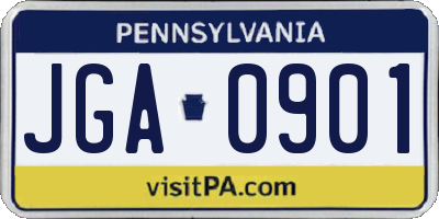 PA license plate JGA0901