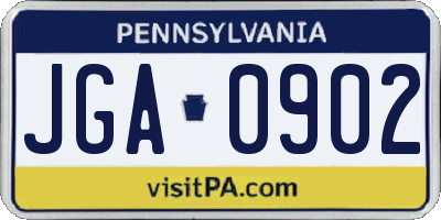 PA license plate JGA0902