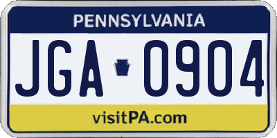 PA license plate JGA0904