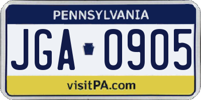 PA license plate JGA0905