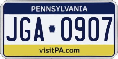 PA license plate JGA0907