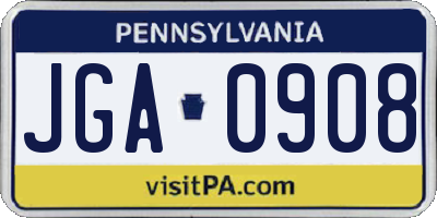 PA license plate JGA0908