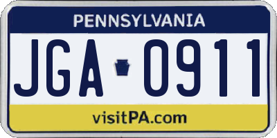 PA license plate JGA0911