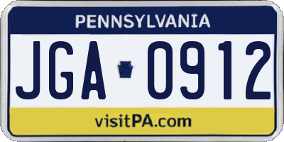 PA license plate JGA0912