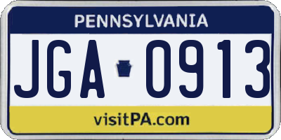PA license plate JGA0913