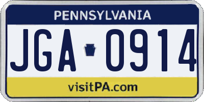 PA license plate JGA0914