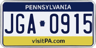 PA license plate JGA0915