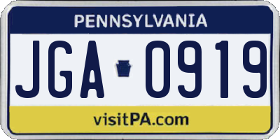 PA license plate JGA0919