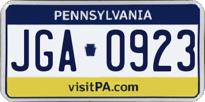 PA license plate JGA0923